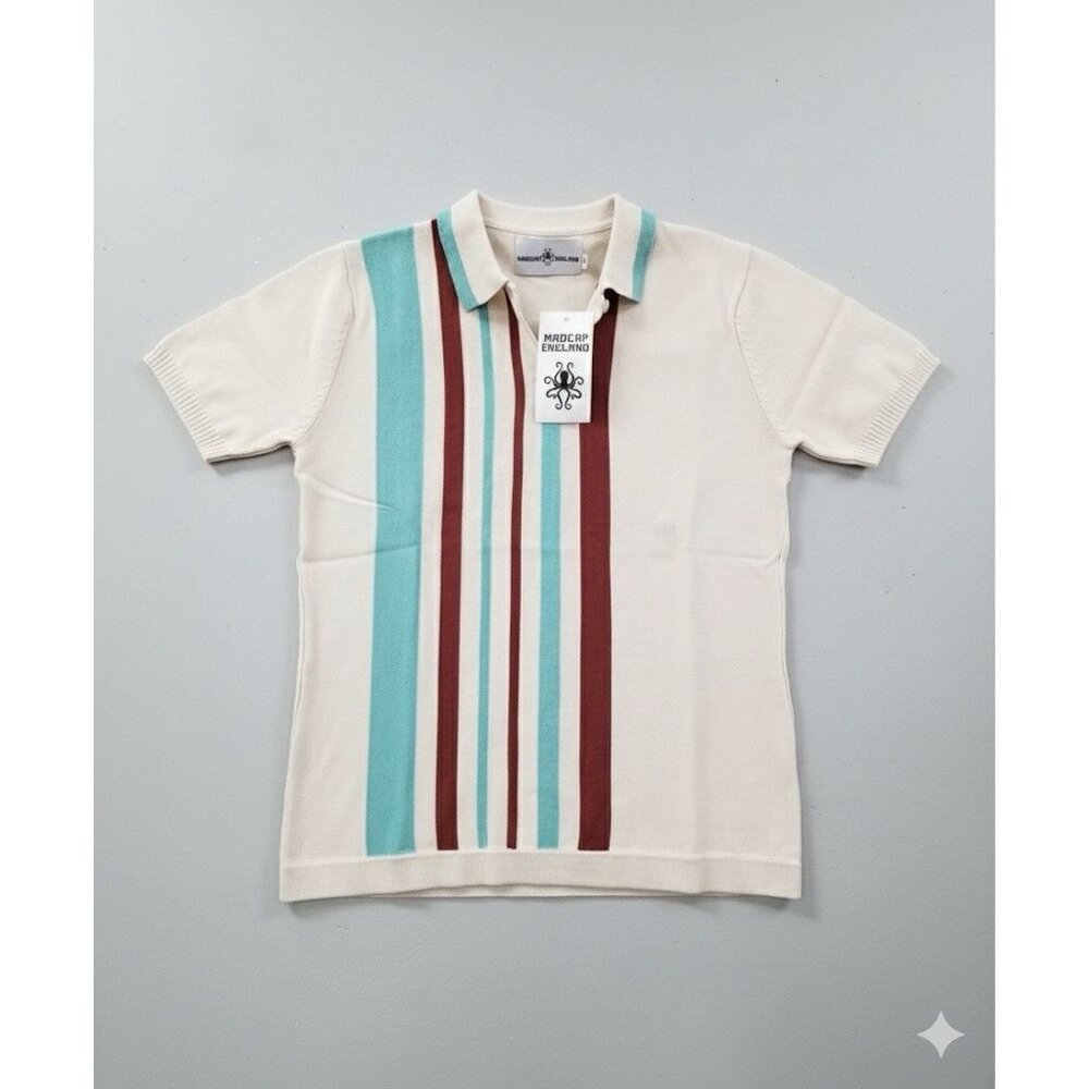 NWT! Mad Cap Womens England Retro 60s/70s Style Knit Polo Shirt Top Sz 12 Preppy